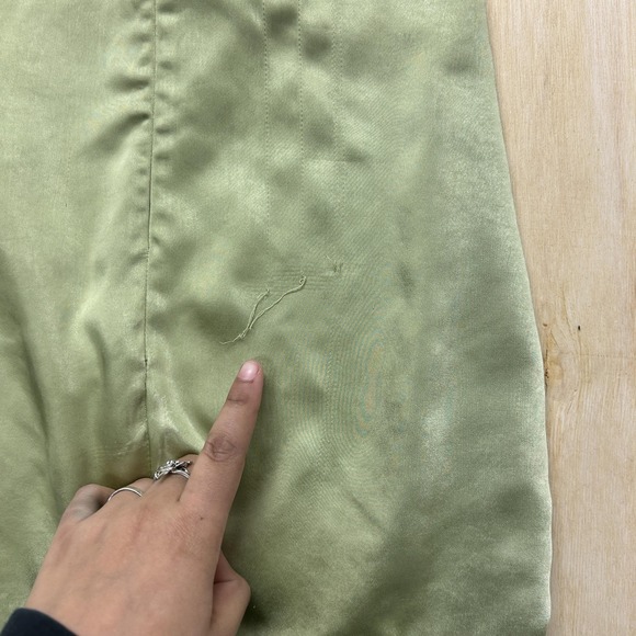 Princess Polly Dress Womens 4 Green Floral Embroidered Satin Slip Mini Party - Picture 8 of 9